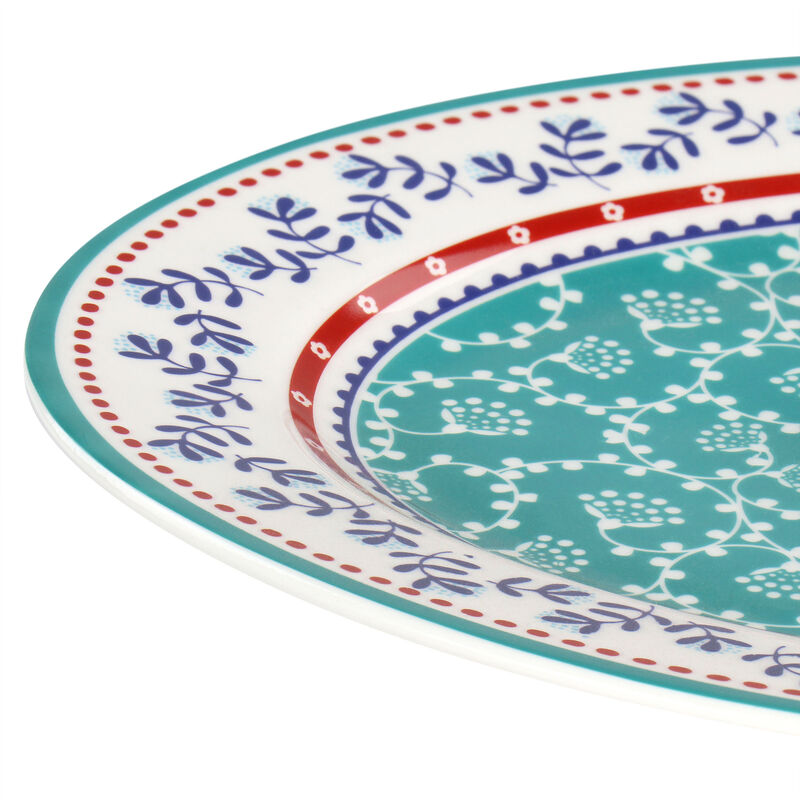 Gibson Home VIllage Vines 14 Inch Fine Ceramic Oval Platter in Multi
