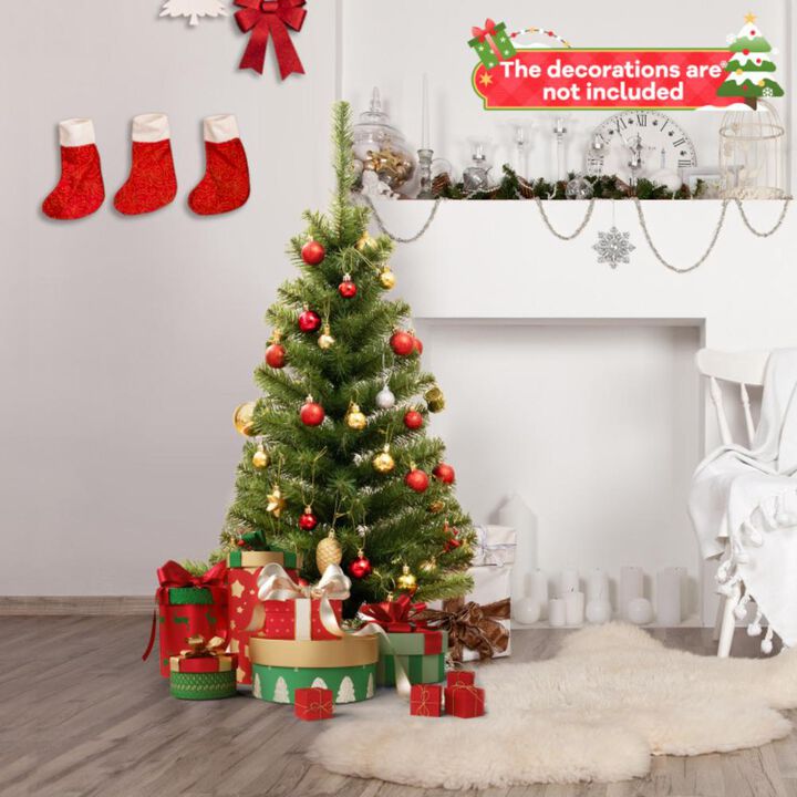 Hivvago 36 Inch Unlit Artificial Christmas Mini Tree with Plastic Stand