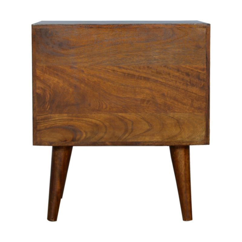 Grey Washed Circular Solid Wood 1 Drawer NightStand