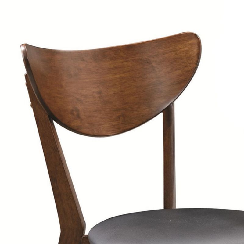 Quaint Dining Side Chair with curved Back, Brown & Black, Set of 2-Benzara