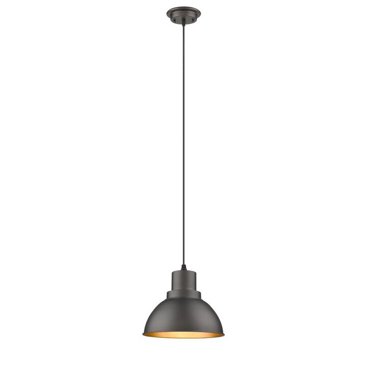 IRONCLAD Industrial-style 1 Light Rubbed Bronze Ceiling Mini Pendant 8" Wide - Benzara