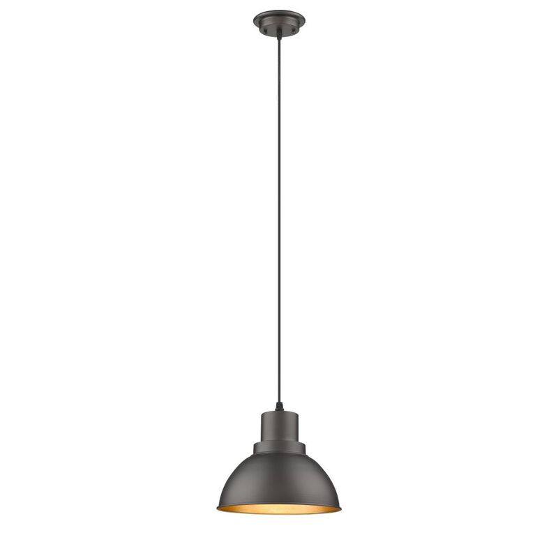 IRONCLAD Industrial-style 1 Light Rubbed Bronze Ceiling Mini Pendant 8" Wide - Benzara