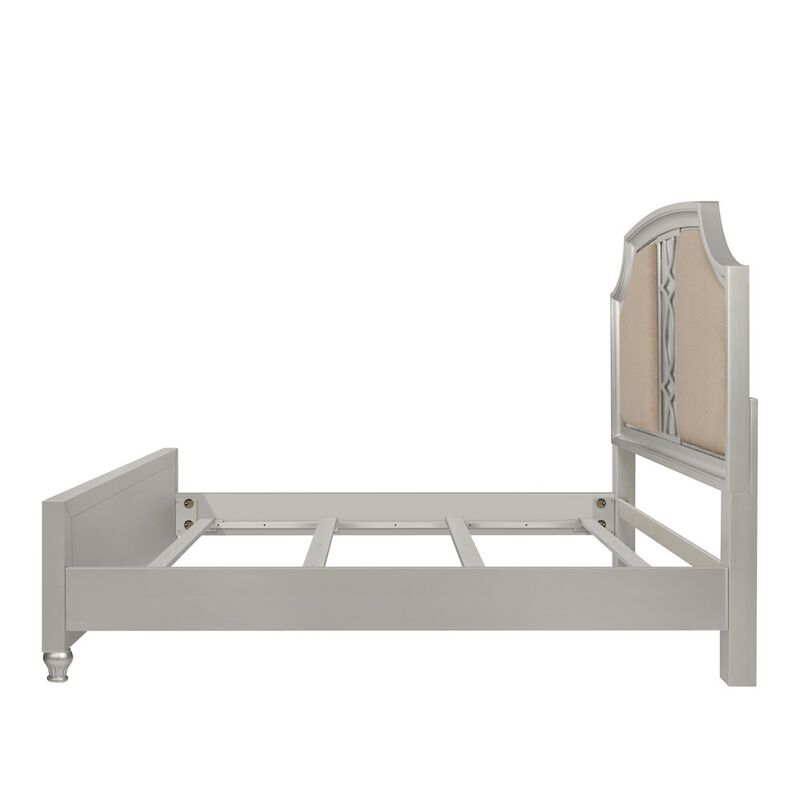 New Classic Furniture Reflections Wood Upholstered Queen Bed, Silver