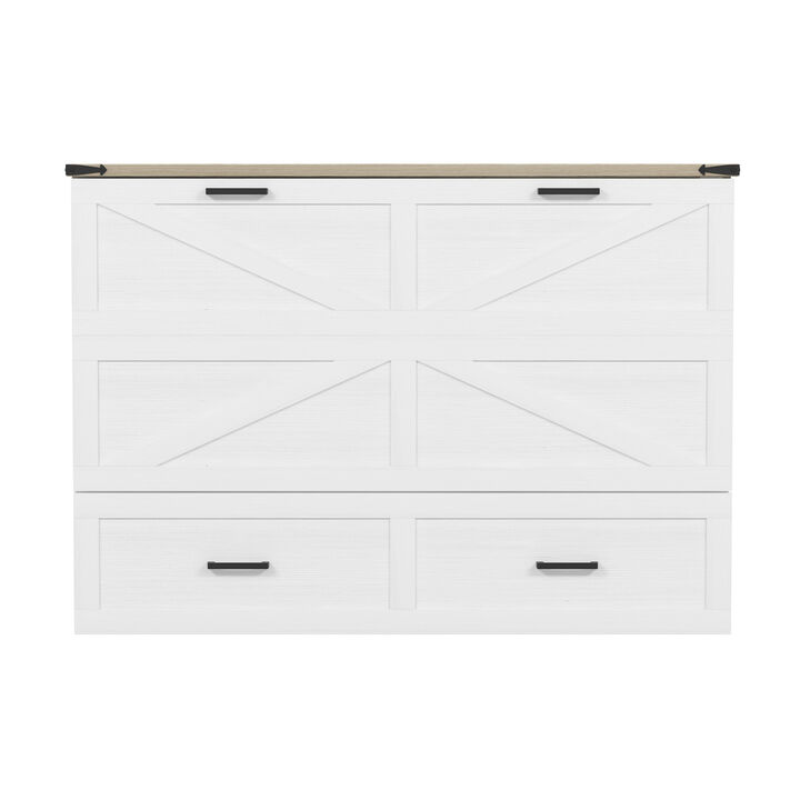 Merax Farmhouse Murphy Cabinet Bed with Charging Station