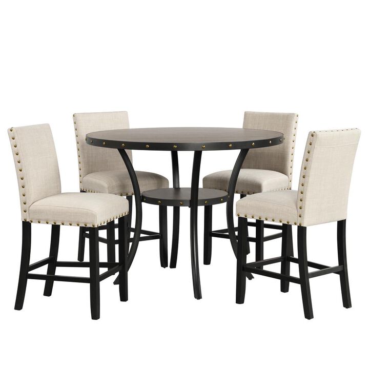 New Classic Furniture Furniture Crispin 48 Round Melamine Wood Counter Table in Gray