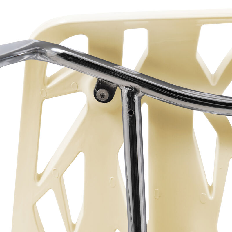 LeisureMod Asbury Dining Stackable Chair in Polypropylene Seat and Chrome Legs Set of 2