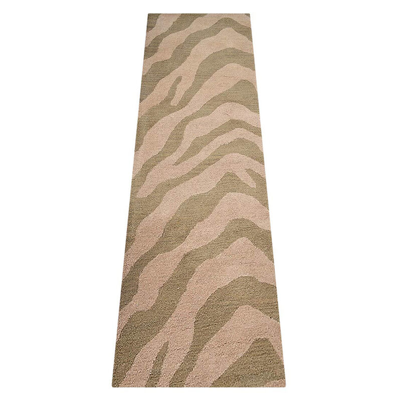RUGSOTIC CARPETS HAND TUFTED WOOL ECO-FRIENDLY AREA RUGS  - 2'6''x10', Runner Shape, Beige & Brown, Abstract Modern Design, High Pile Handmade Area Rugs for Living Room, Bed Room (K00654)