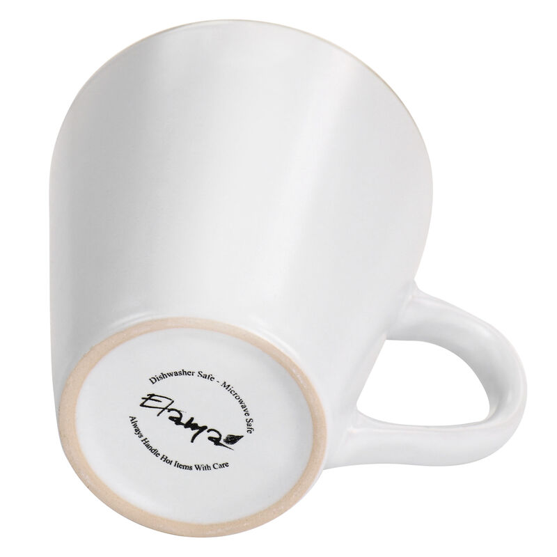 Elama Arthur 6 Piece Stoneware Mug Set in Matte White with Gold Rim