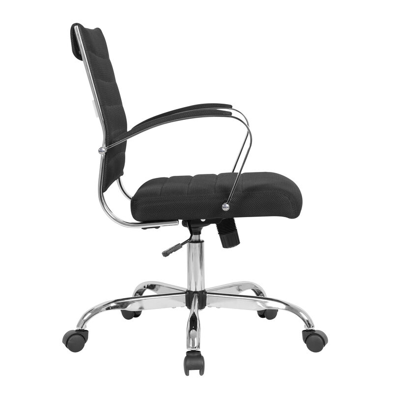 LeisureMod Office Upholstered Mesh Mid-Back Computer Ergonomic Adjustable Modern Task Chair with Swivel and Tilt Benmar Series