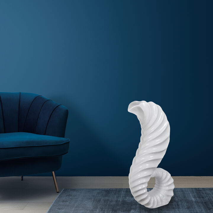 "Uniquewise Large Tall Classic White Horn Floor Vase, 32 Inch High Unique Decorative for Dried Flowers Branches Fillers Elegant Look, Home Decor for Any Dining Room, Living Room, Entryway, Or Office."