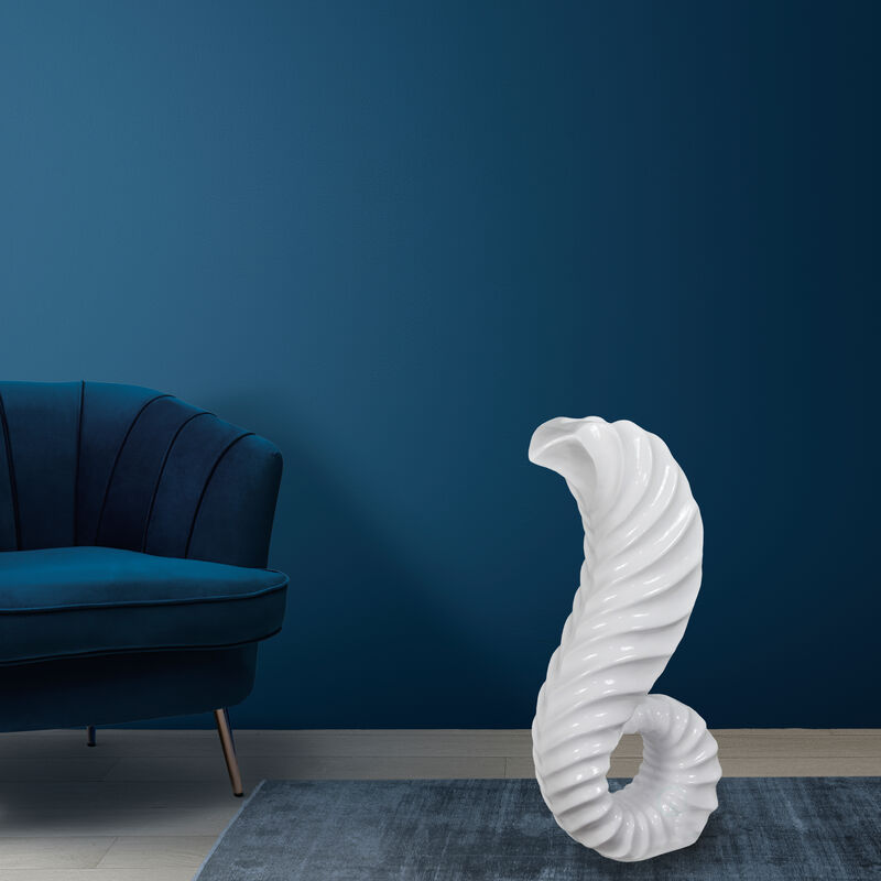 "Uniquewise Large Tall Classic White Horn Floor Vase, 32 Inch High Unique Decorative for Dried Flowers Branches Fillers Elegant Look, Home Decor for Any Dining Room, Living Room, Entryway, Or Office."