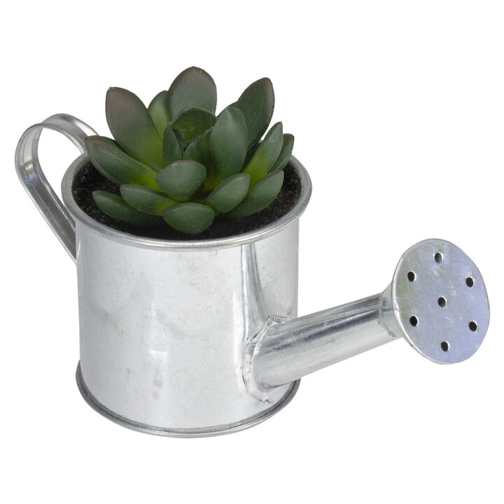 6" Tropical Artificial Rose Succulent in Water Can