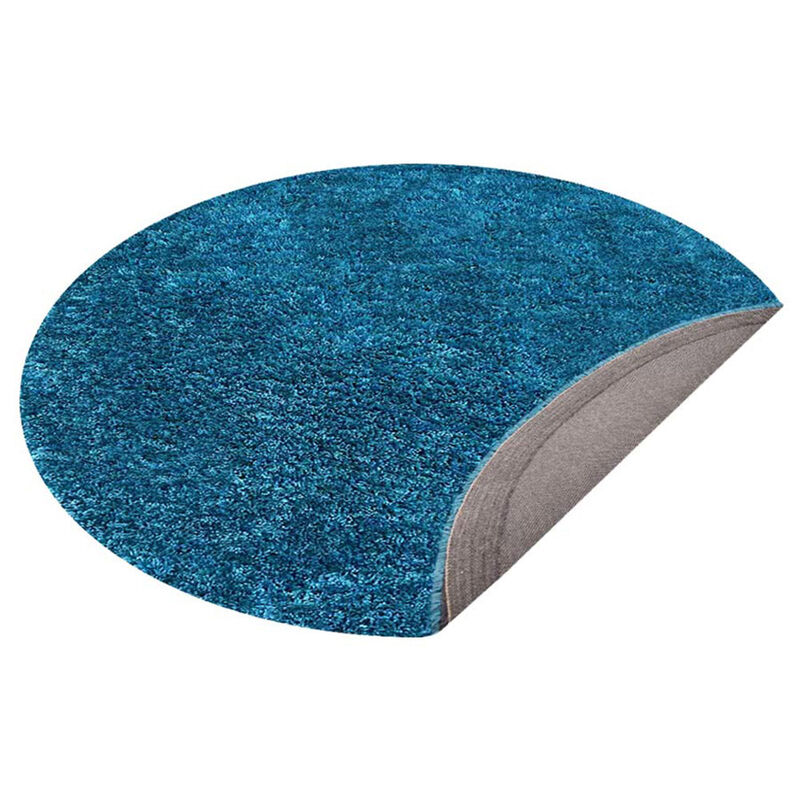 RUGSOTIC CARPETS HAND TUFTED SHAG POLYESTER ECO-FRIENDLY AREA RUGS  - 8'x8', Round, Turquoise, Solid Plain Design, High Pile Thick Handmade Anti Skid Area Rugs for Living Room, Bed Room K00111