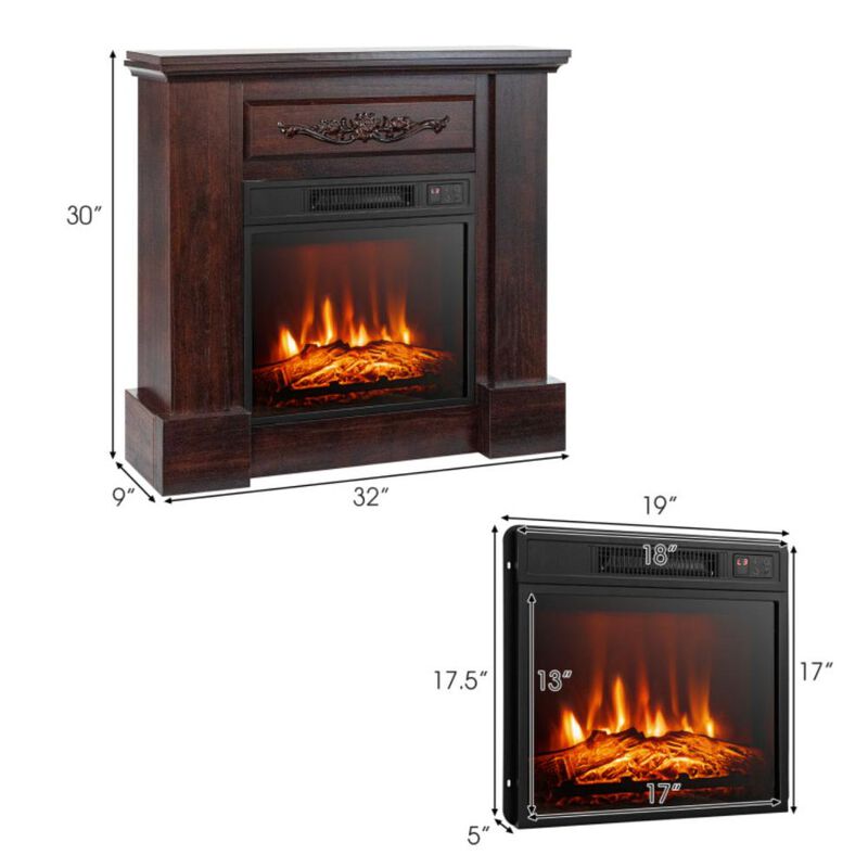 Hivvago 1400W TV Stand Electric Fireplace Mantel with Remote Control