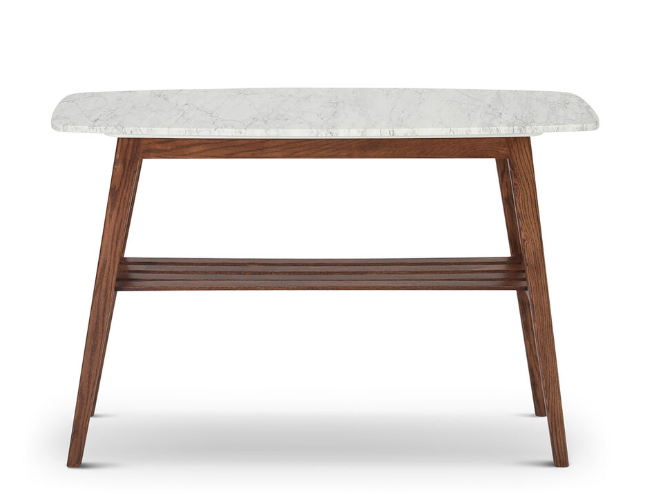 Castello 43" Rectangular Italian Carrara White Marble Console Table with Shelf