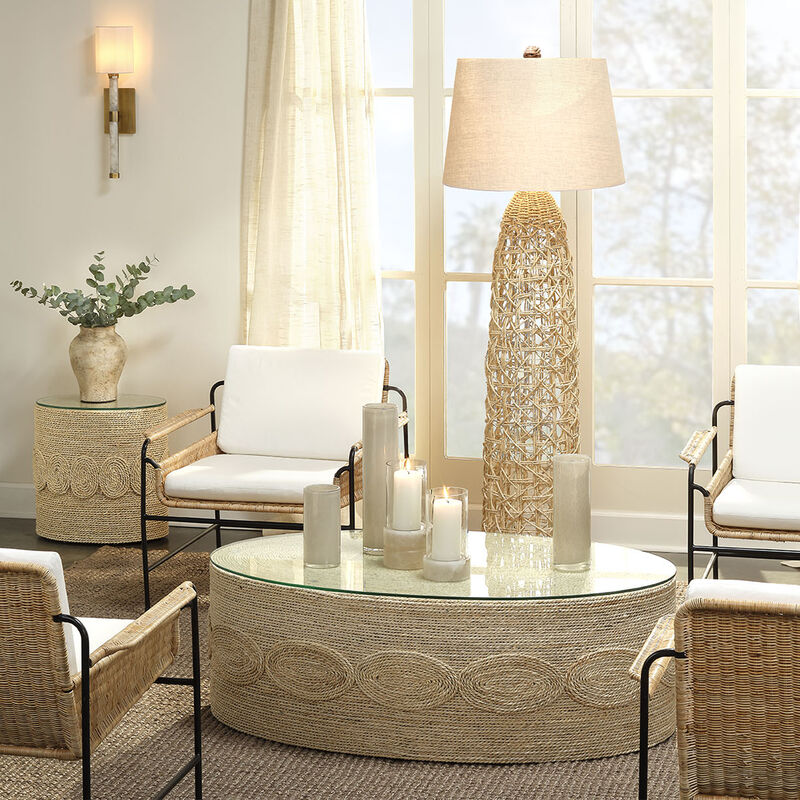 Barbados Oval Corn-Straw Coffee Table