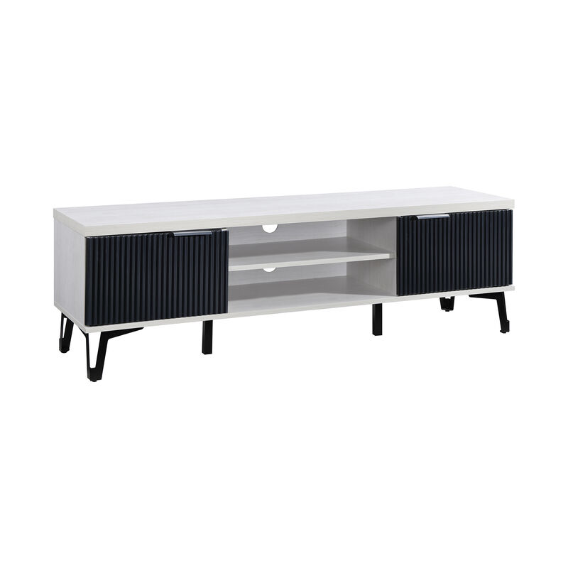 58.66 in. Ivory Wood TV Stand with 2 Storage Cabinets Fits TV's up to 65 in.
