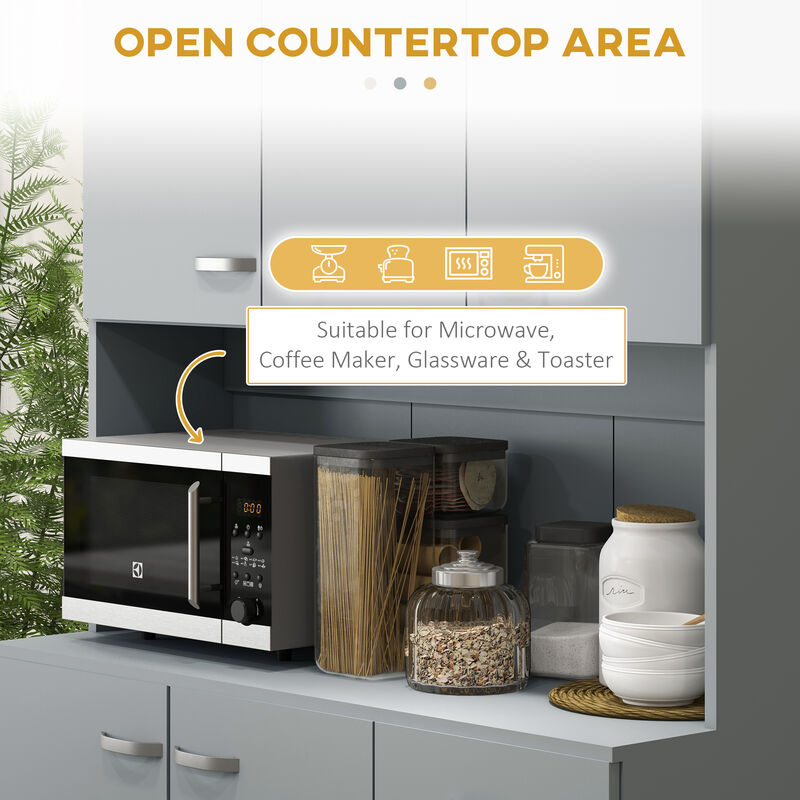 Free Standing Kitchen Cabinet Cupboard w/ Adjustable Shelving & Modern Design