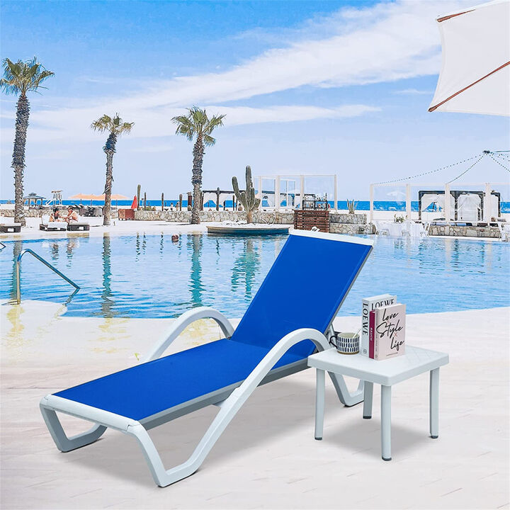 Adjustable Aluminum Pool Lounge Set, Blue