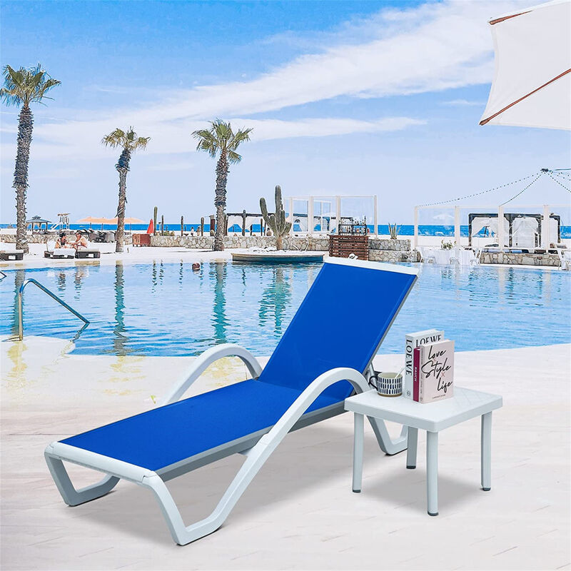 Adjustable Aluminum Pool Lounge Set, Blue