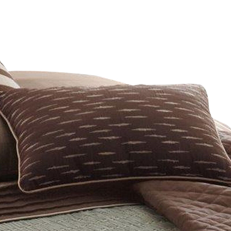 7 Piece King Polyester Comforter Set with Pleats and Texture, Gray and Brown-Benzara