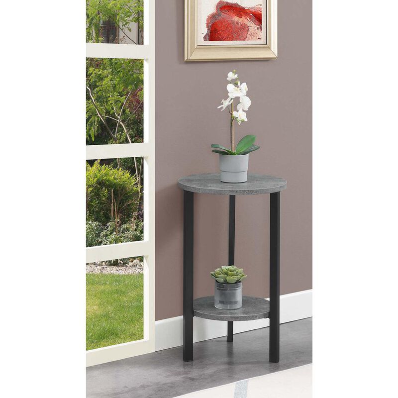 Convenience Concepts Graystone 24 inch 2 Tier Plant Stand, Cement/Black
