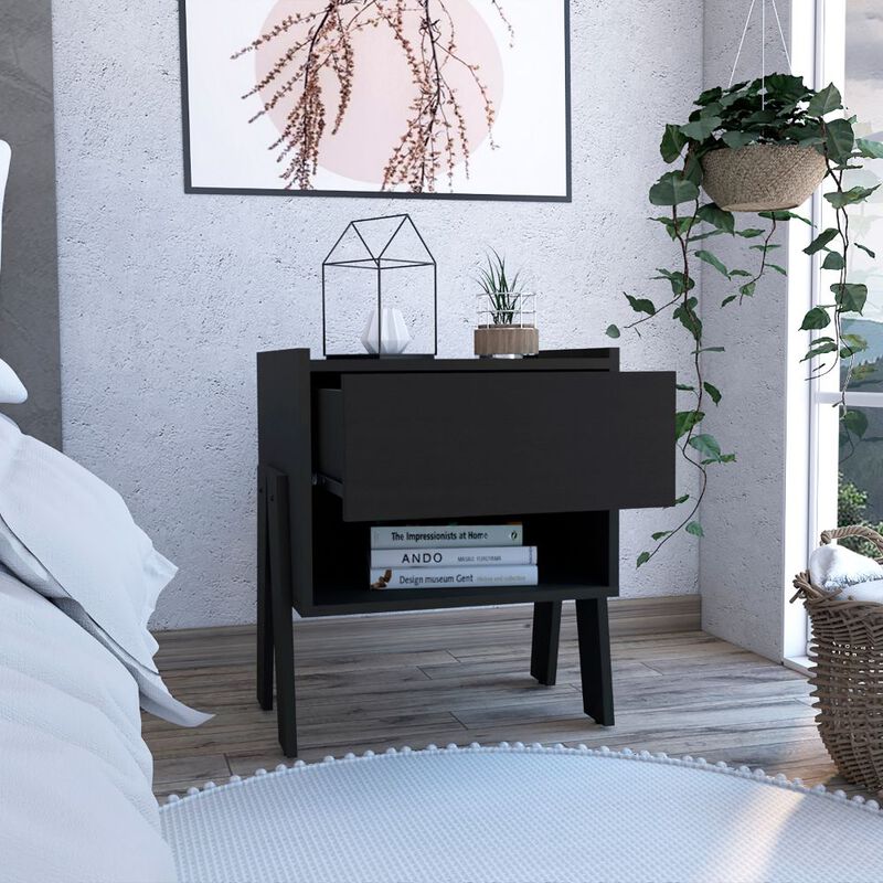 Nightstand Ferku, Bedroom, Black