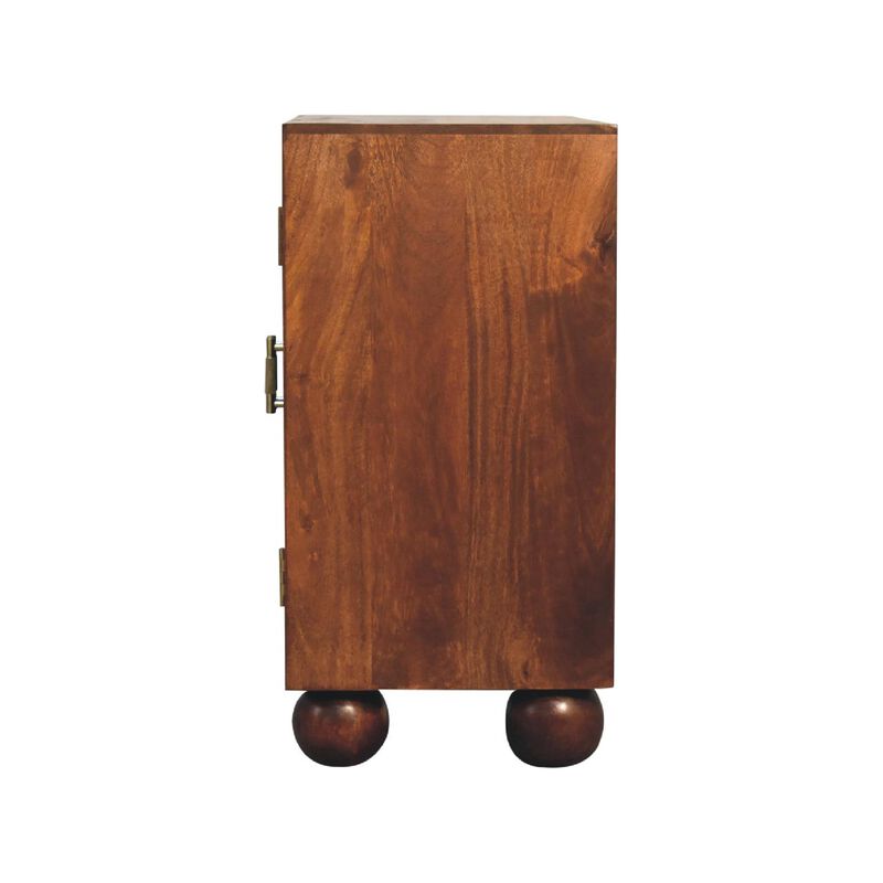Chestnut Carved Solid Wood 2 Door Ball Cabinet