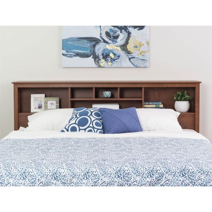 Hivvago King-size Storage Headboard in Cherry Wood Finish