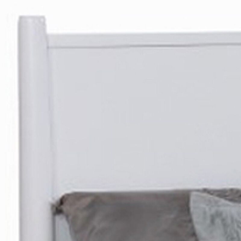 Wooden Eastern King Size Bed with Panel Headboard, White-Benzara