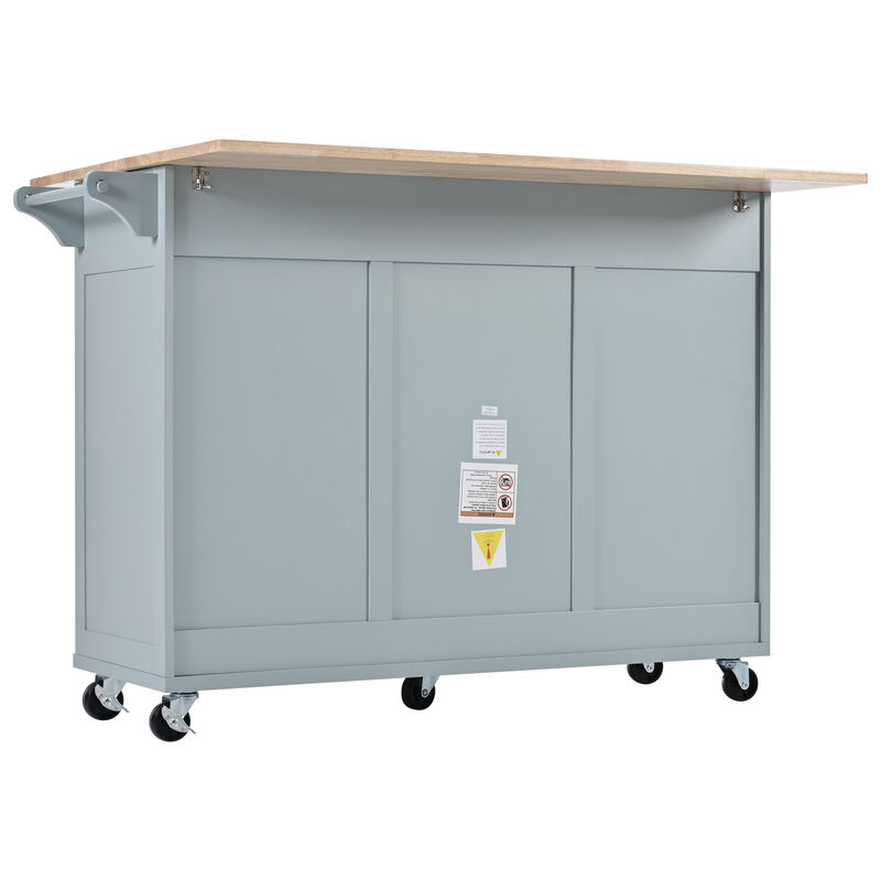 Merax Kitchen Island with Foldable Counter Top and Towel Rack
