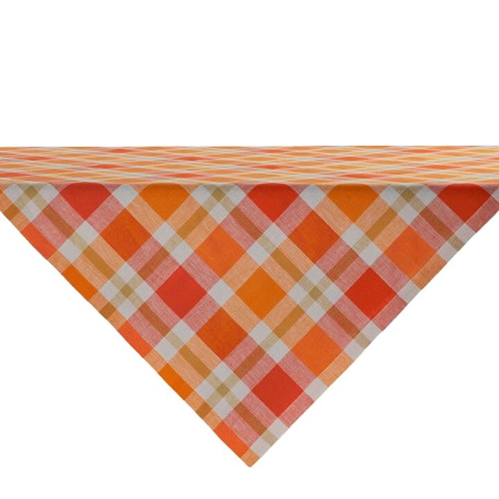 Solino Home 100% Pure Linen Table Throw 52 x 52 Inch | Fall Buffalo Check for Thanksgiving, Christmas
