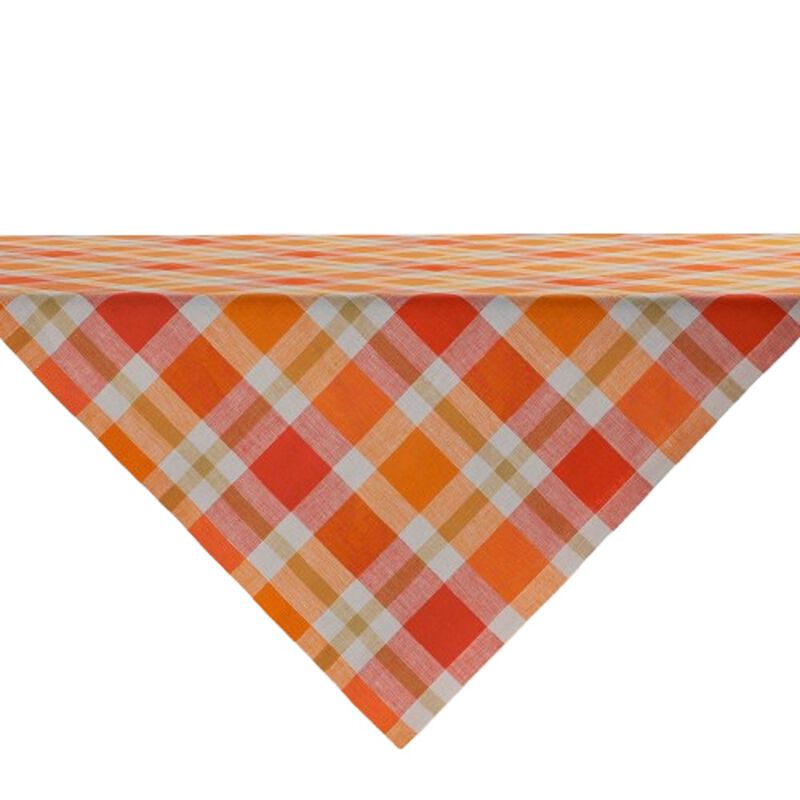 Solino Home 100% Pure Linen Table Throw 52 x 52 Inch | Fall Buffalo Check for Thanksgiving, Christmas