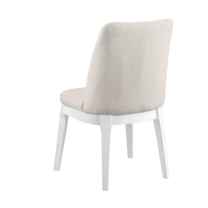 Risa Dining Side Chair Set of 2, Tall Back and Splayed Legs, Beige - Benzara