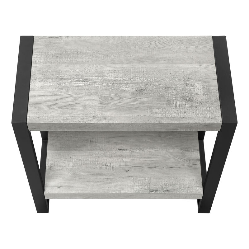 Monarch Specialties I 2857 Accent Table, Side, End, Nightstand, Lamp, Living Room, Bedroom, Metal, Laminate, Grey, Black, Contemporary, Modern