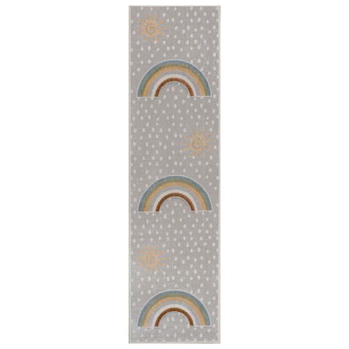 Minha Rainbow Dot Modern Machine Washable Area Rug