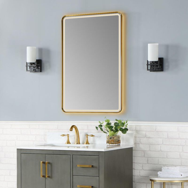 Altair Framed in Brushed Gold Modern Bathroom/Vanity LED Lighted Wall Mirror
