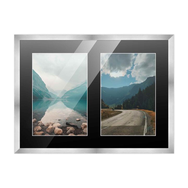 11x14 Wood Collage Frame with Black Mat for 2 5x7 Pictures