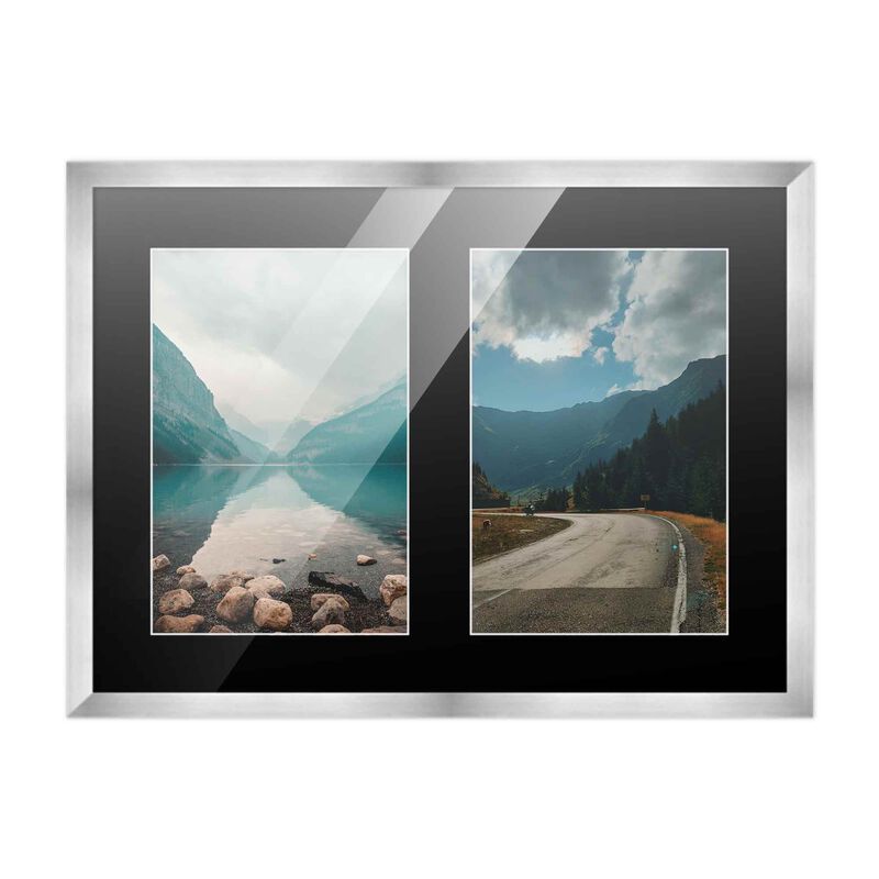 11x14 Wood Collage Frame with Black Mat for 2 5x7 Pictures