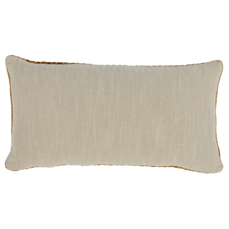 Rosie 14 x 26 Lumbar Accent Throw Pillow, Hand Knitted Designs, Brown Linen-Benzara