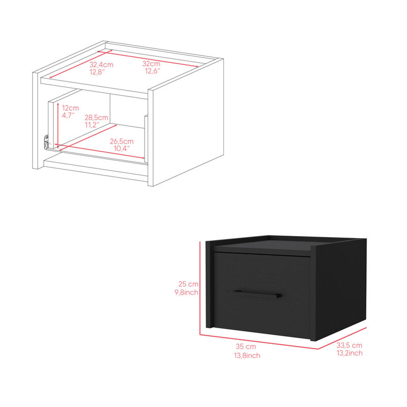Streamdale Floating Nightstand Calion, Bedroom, Black