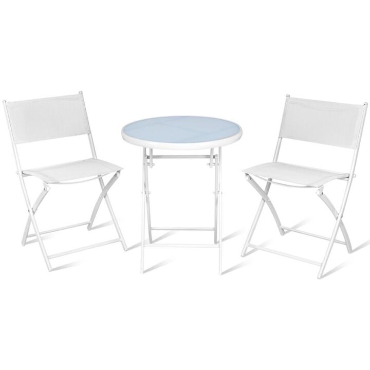 Hivvago 3 Pieces Patio Folding Bistro Set for Balcony or Outdoor Space