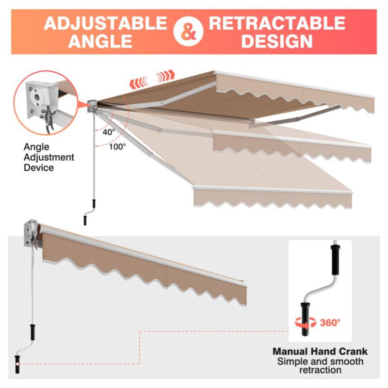 Hivvago Hivvago 10 x 8.2 Feet Retractable Awning with Easy Opening Manual Crank Handle
