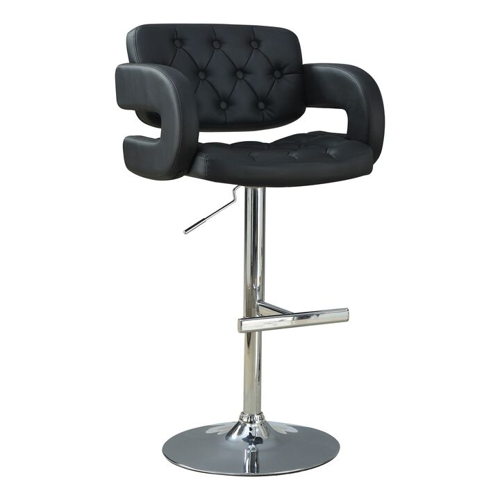 Contemporary Adjustable Height Barstool, Black-Benzara