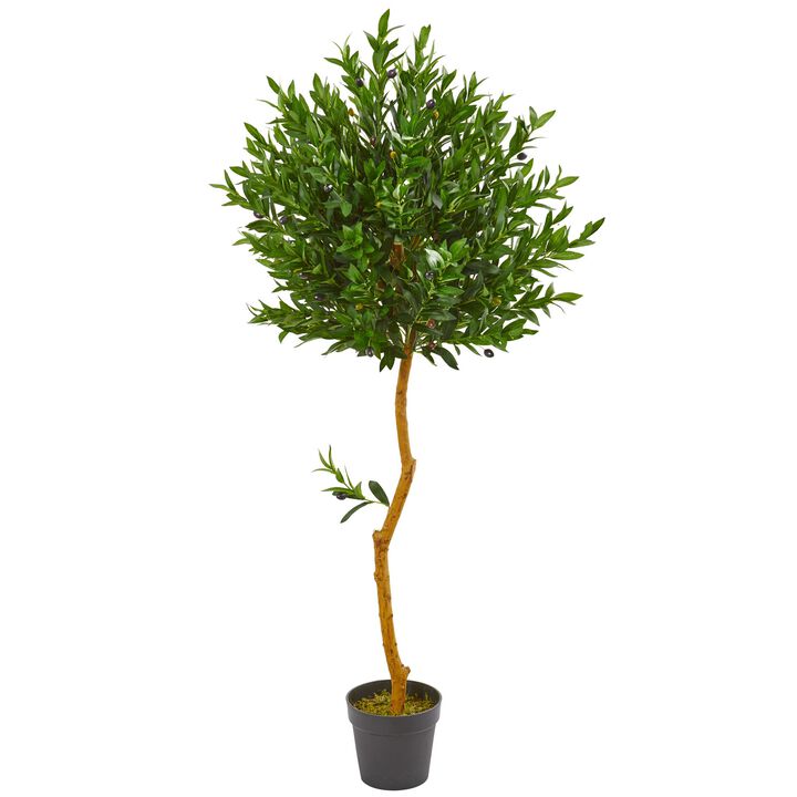 Hivvago 58 Inches Olive Topiary Artificial Tree UV Resistant (Indoor/Outdoor)