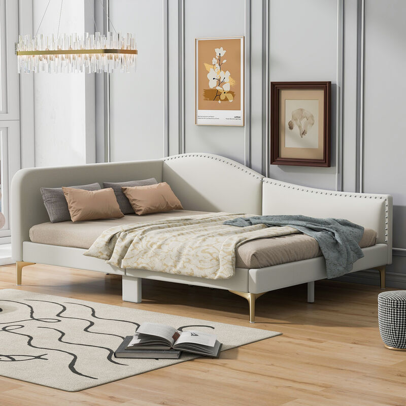Merax Upholstered Daybed with Headboard and Armrest