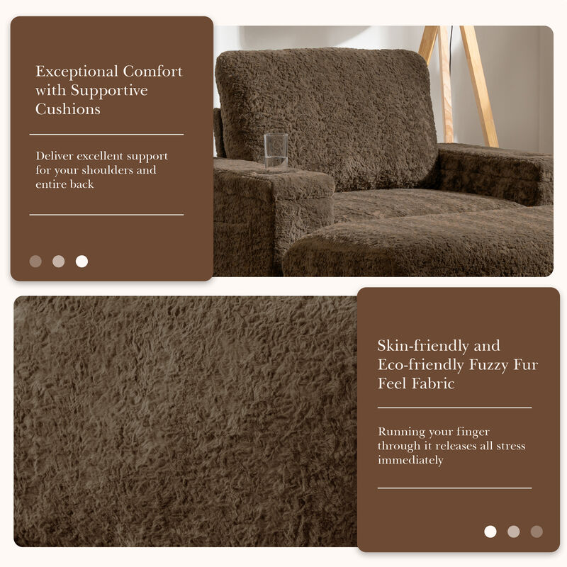 Merax Upholstered Sofa Chair with Storage Ottoman and Armrests