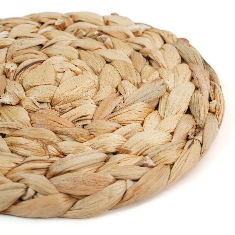 Set of 4 Decorative Round 5.5"" Natural Woven Handmade Water Hyacinth Placemats