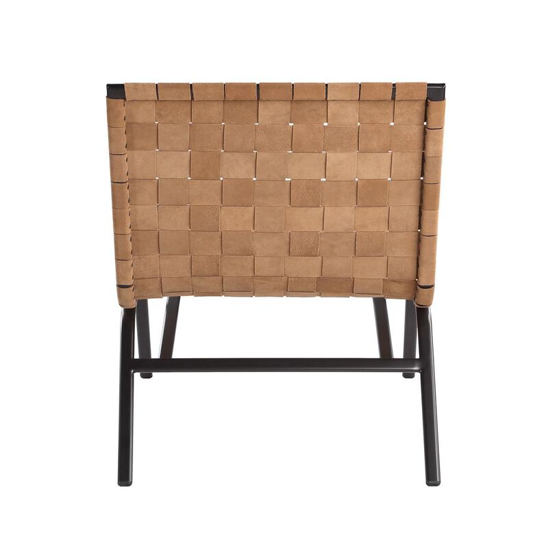 Comfort Pointe Cavett Woven Brown Leather Accent Chair