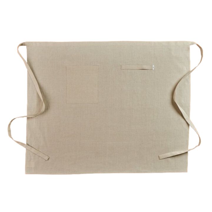 Solino Home 100% Pure Linen Midi Bistro Apron 33 x 40 Inch